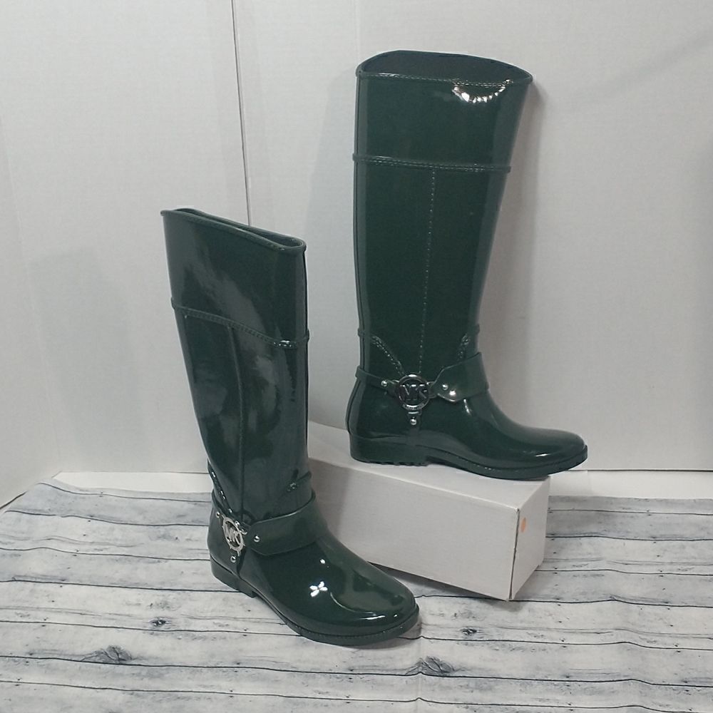 Michael Kors Knee High Green  Rain boots Womens size 6